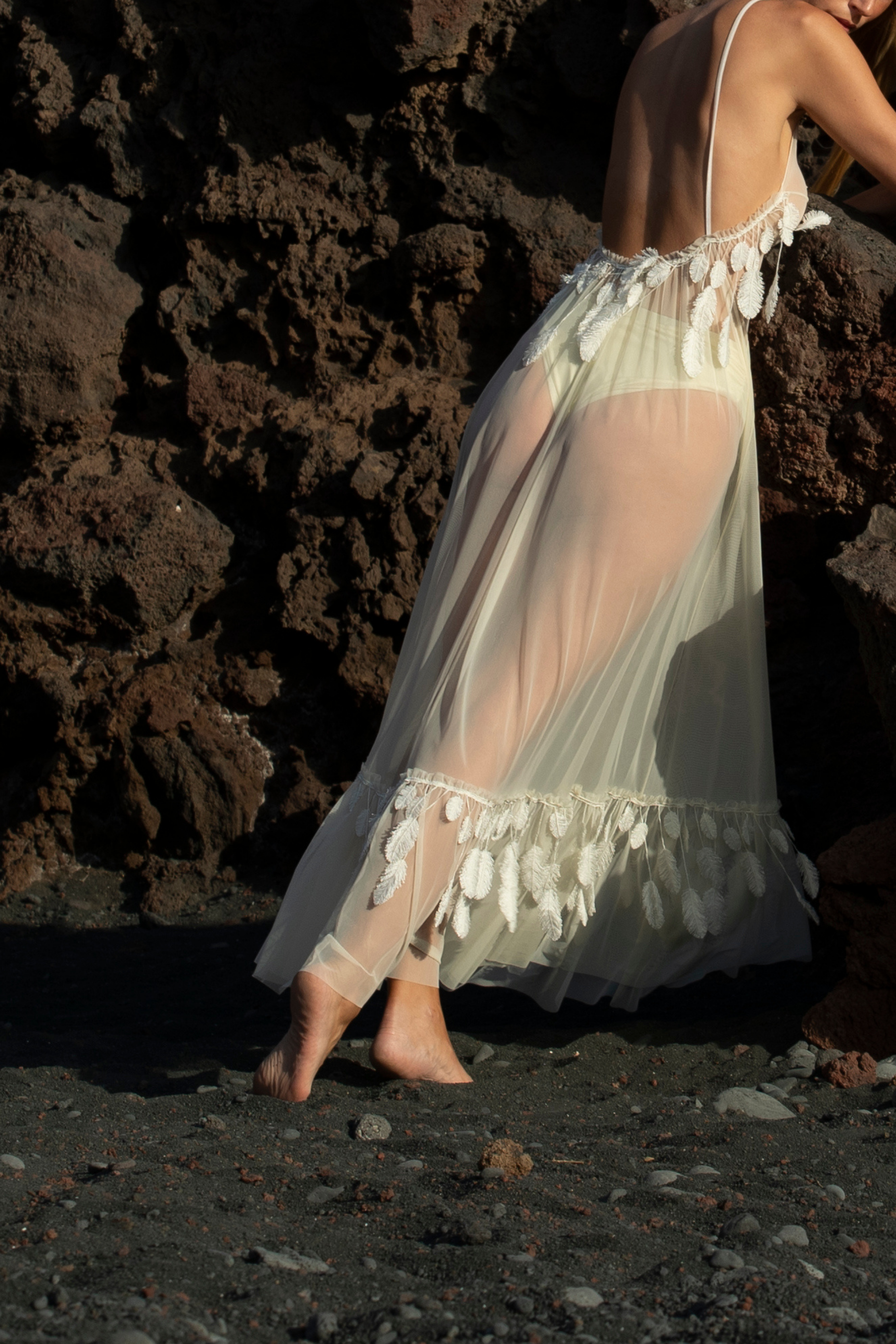 LONG DRESS TULLE PLUMAGE IVORY