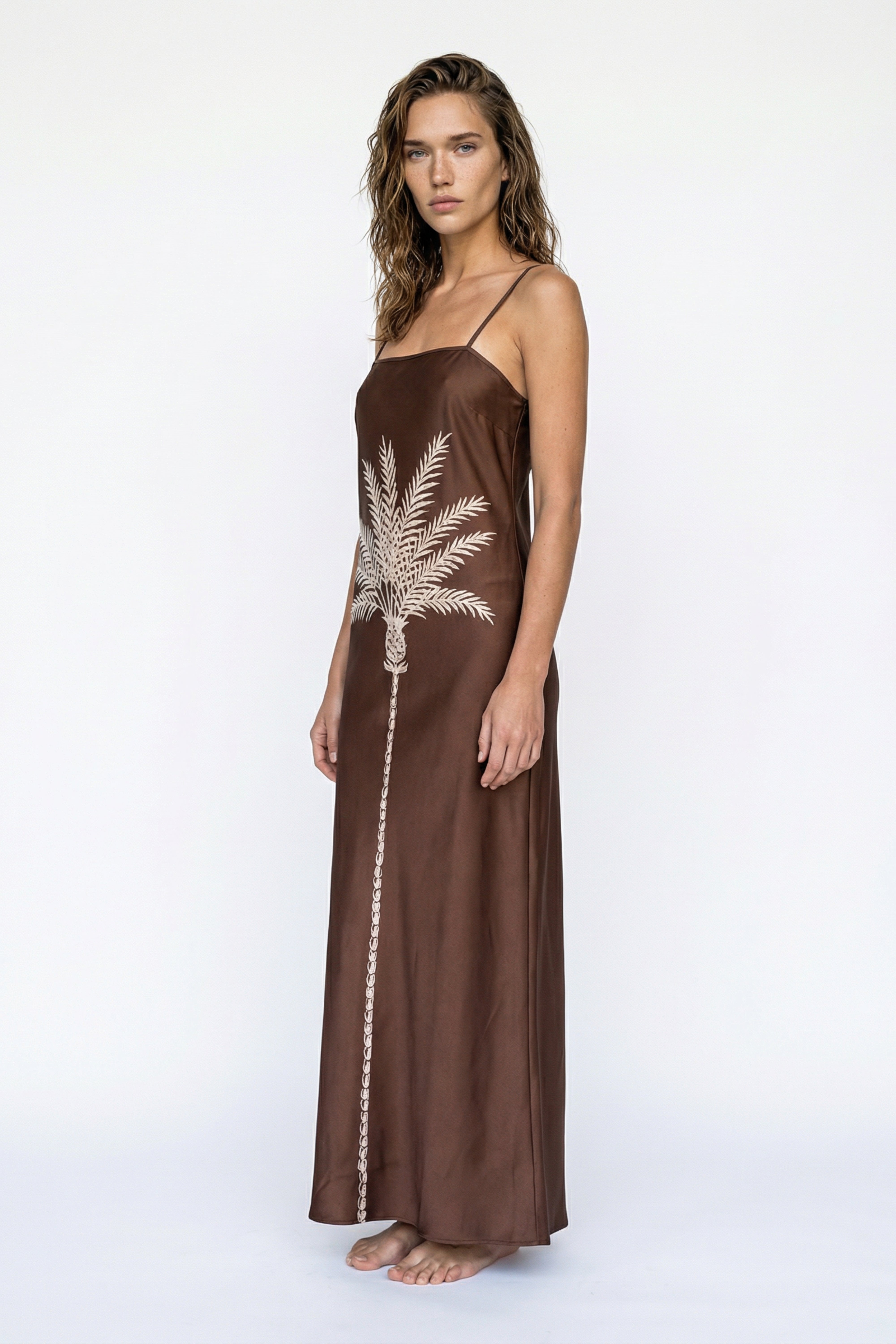 COLONNA DRESS BROWN- IVORY