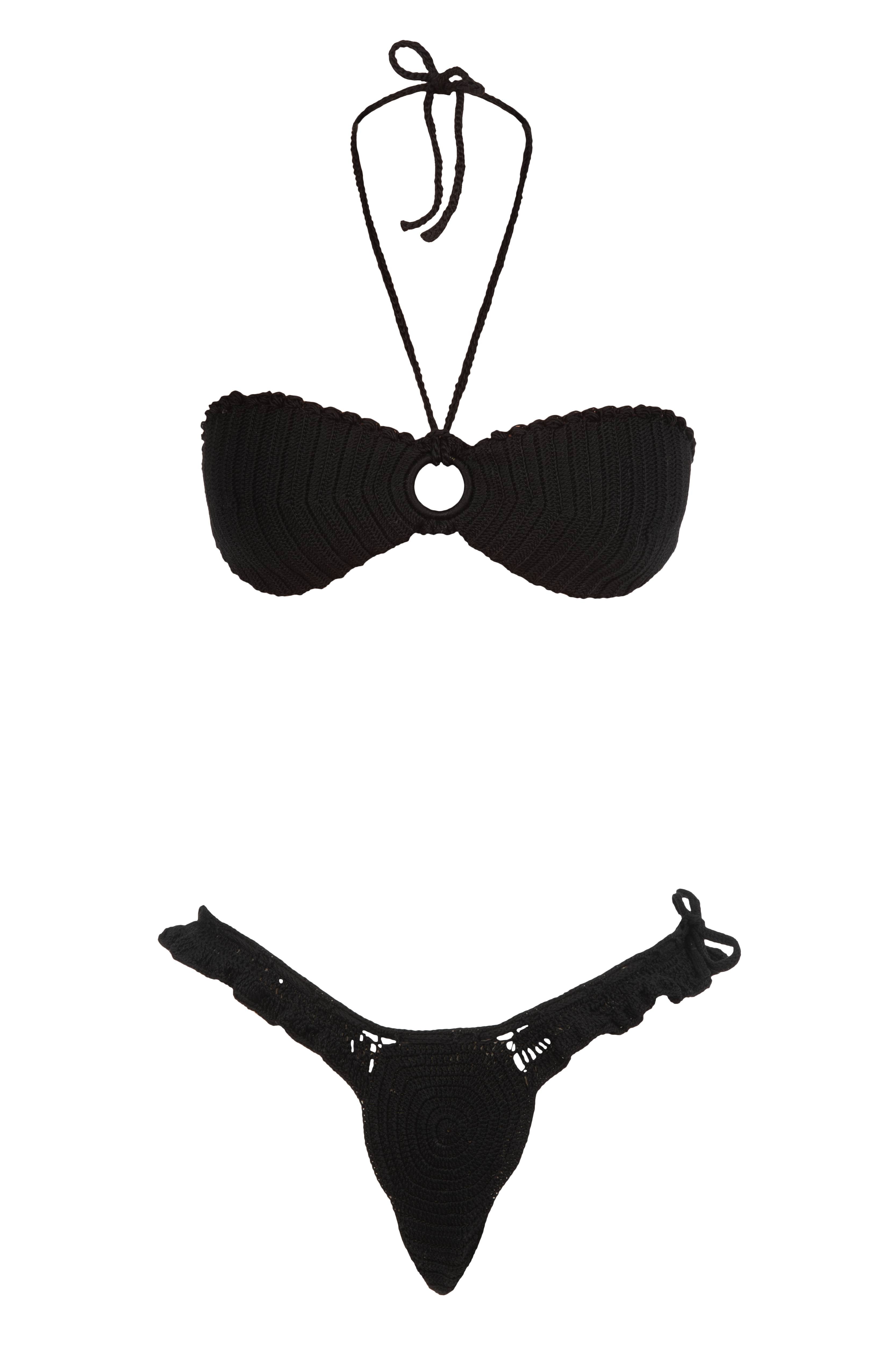 Illusion crochet bandeau black