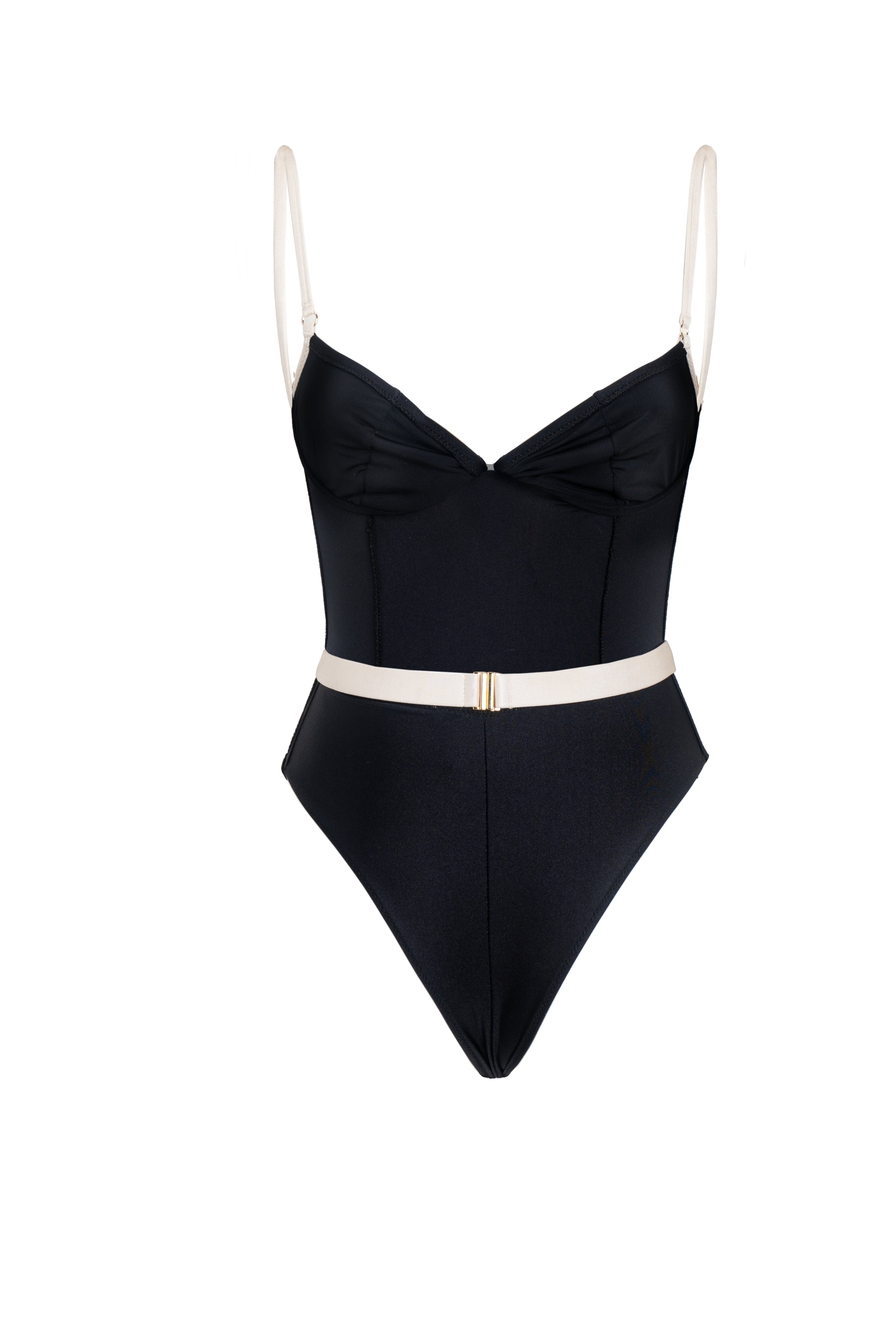 CINDY ONEPIECE BLACK - ALMOND