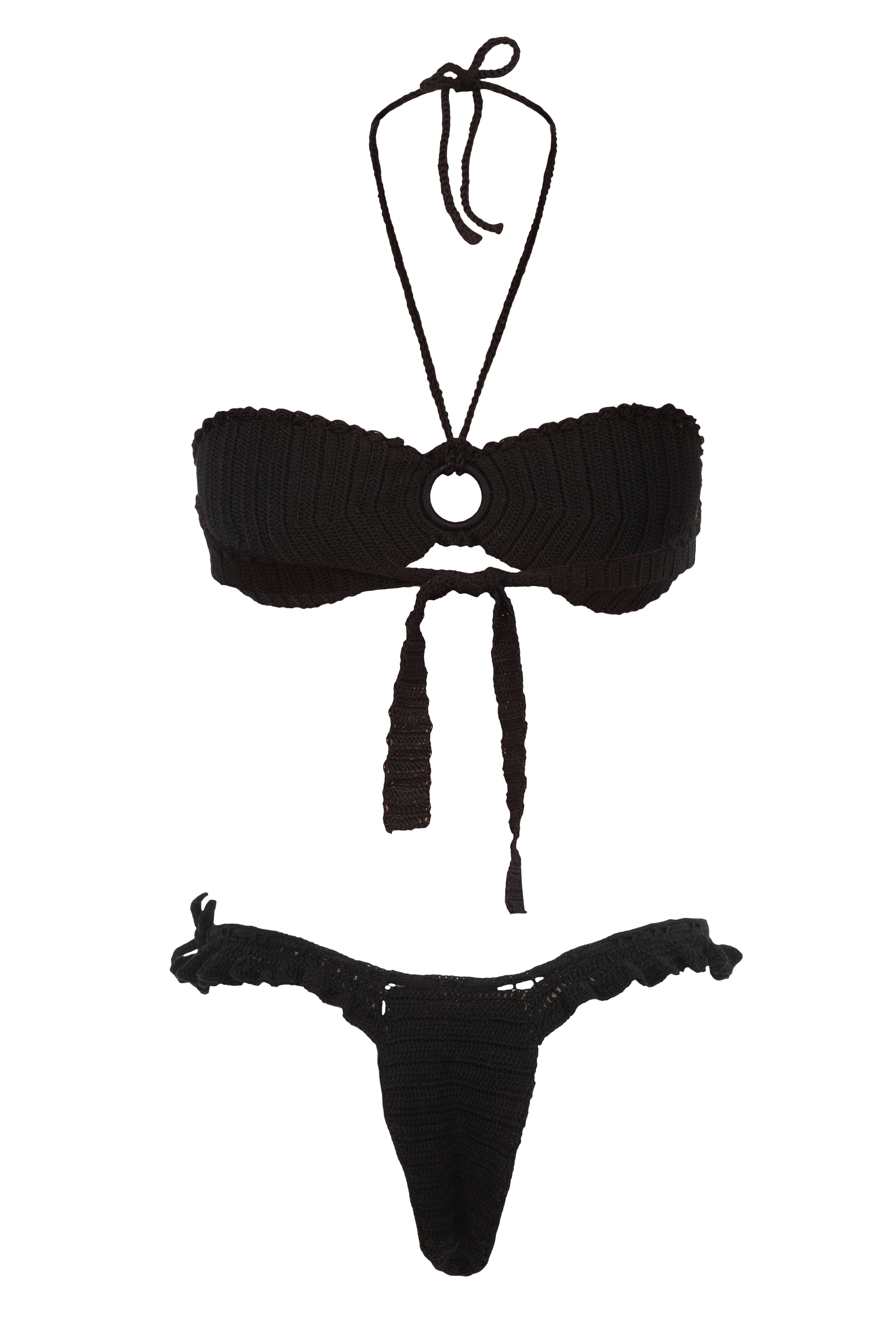 Illusion crochet bandeau black