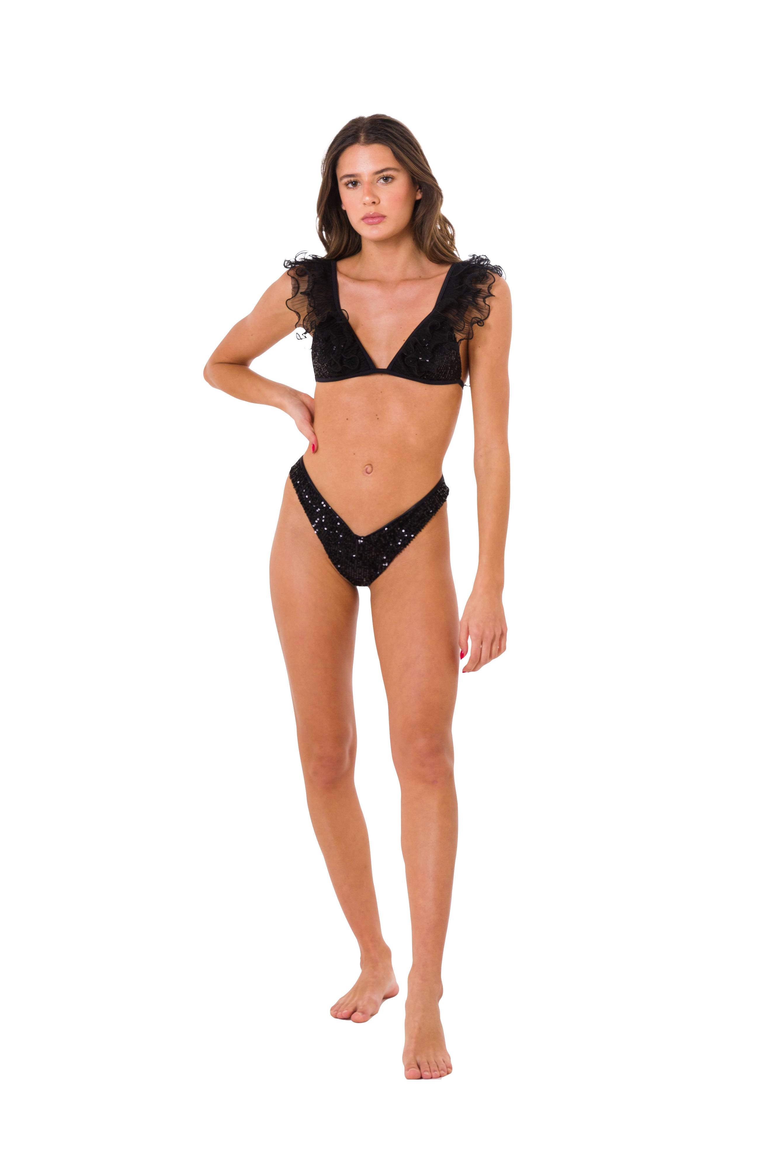 AMALFI BIKINI PAILETTES BLACK front