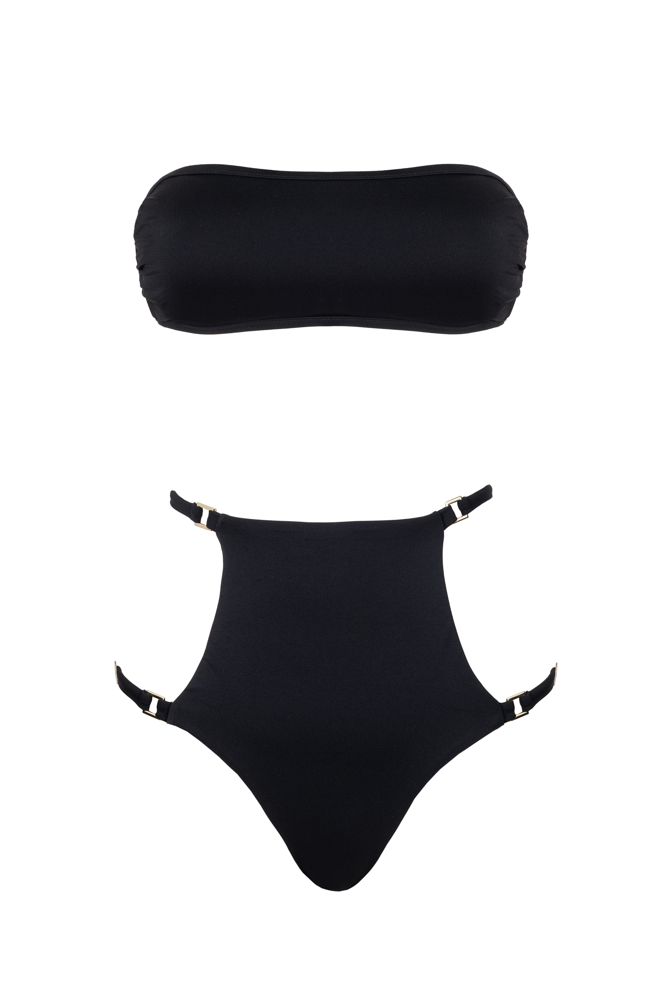 XENIA BANDEAU BUCKLES BLACK - Isabel Beachwear