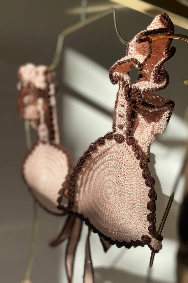 Illusion crochet bikini rose-brown