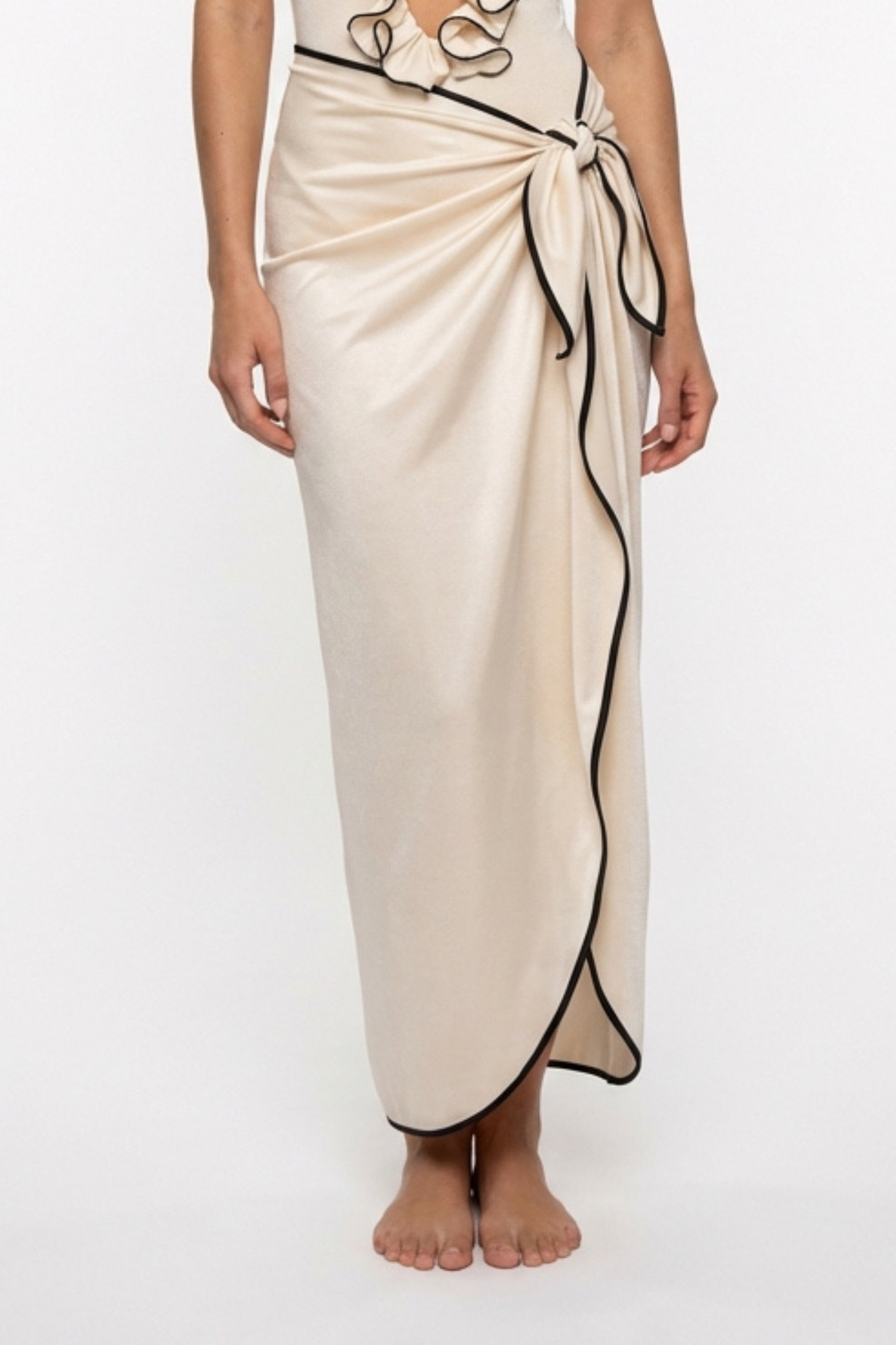 PAREO MIDI LYCRA WAVE ALMOND - BLACK