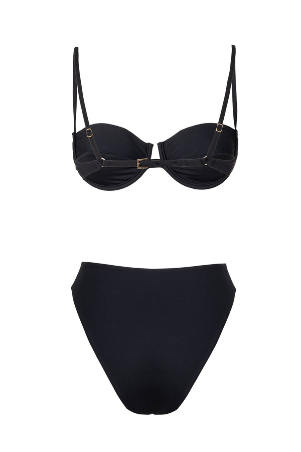 ELLEN BALCONETTE BUCKLES BLACK - Isabel Beachwear